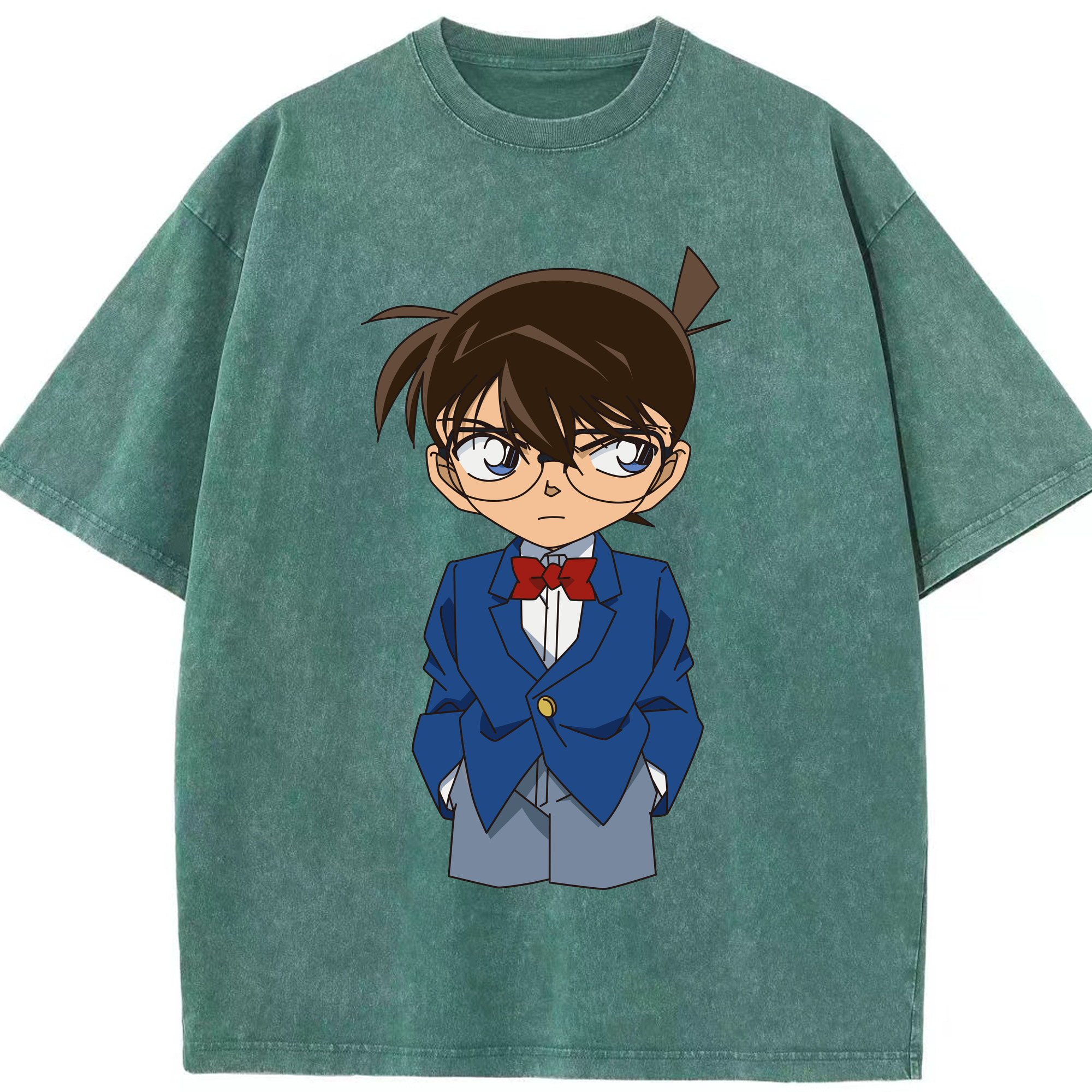（画像用） 名探偵コナン 江戸川 コナン Detective Conan Conan Edogawa 綿100% ヴィンテージ風 半袖Tシャツ（フロントプリント）